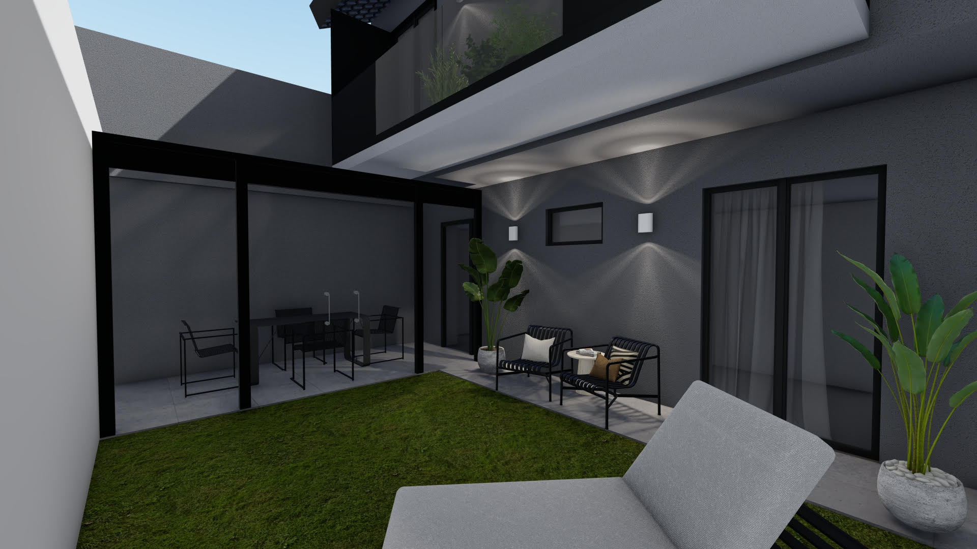 Render preliminare del cortile interno prima della valorizzazione