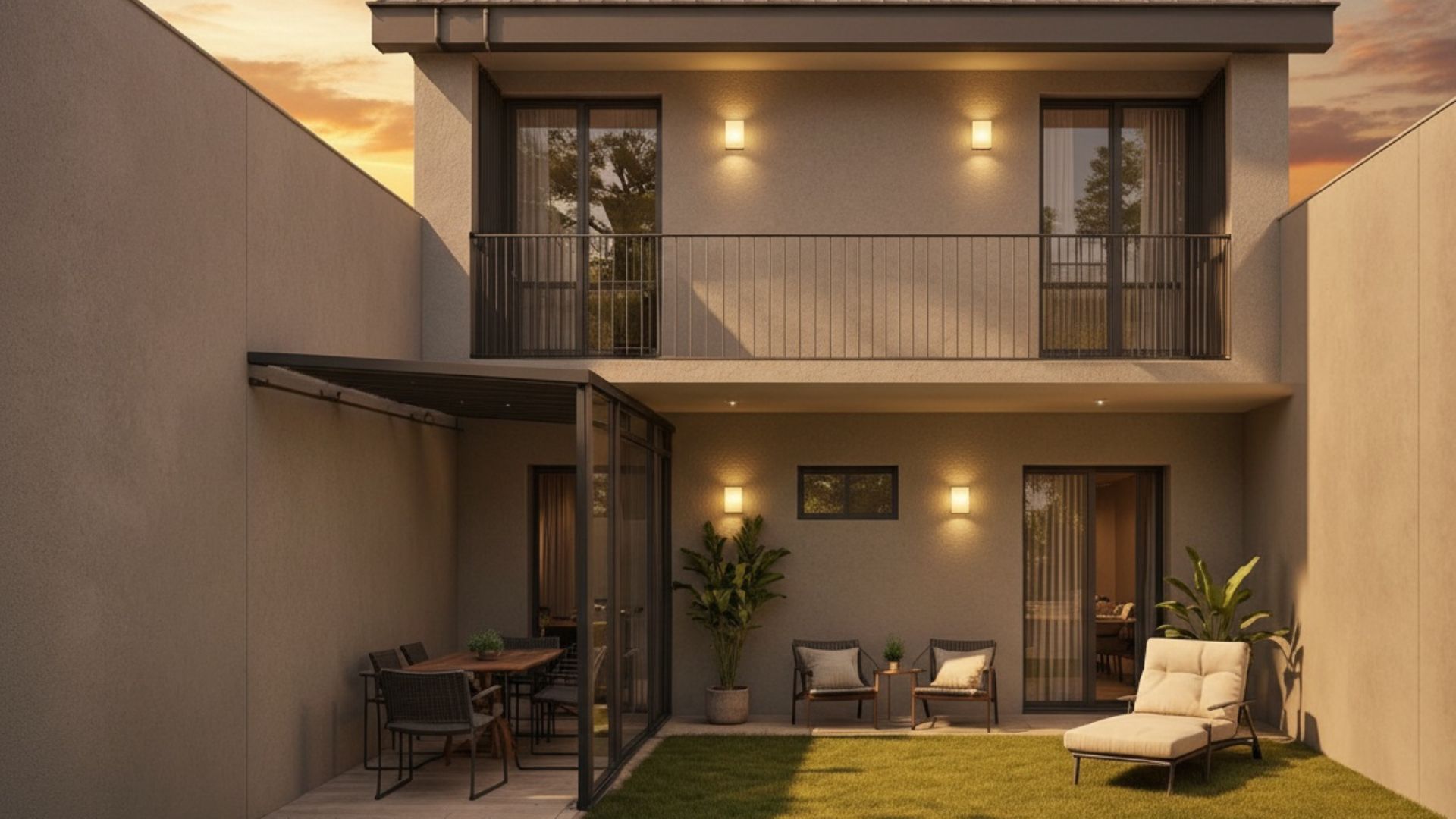 Render fotorealistico del cortile di Lingotto District, sei appartamenti in classe A4 a Torino